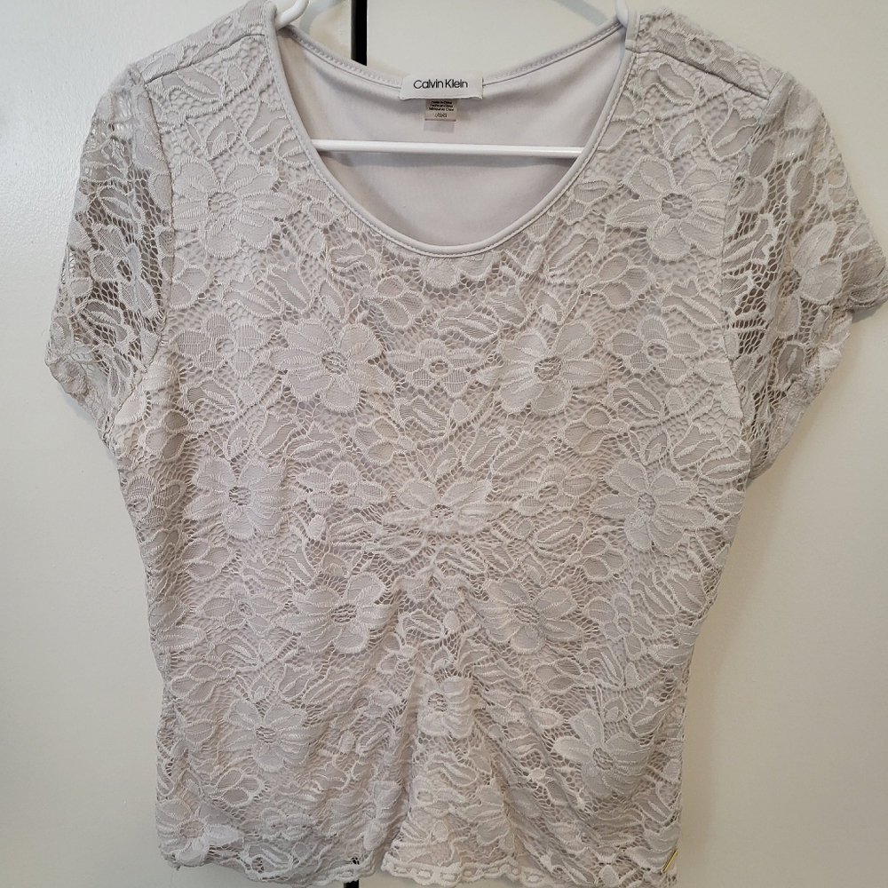 Calvin Klein White Shirt with Flower Detail